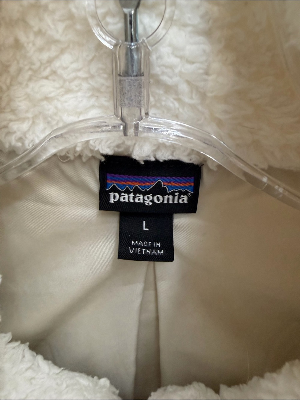 Patagonia Cream Fuzzy Full-Zip Vest women’s size Large - Picture 3 of 3